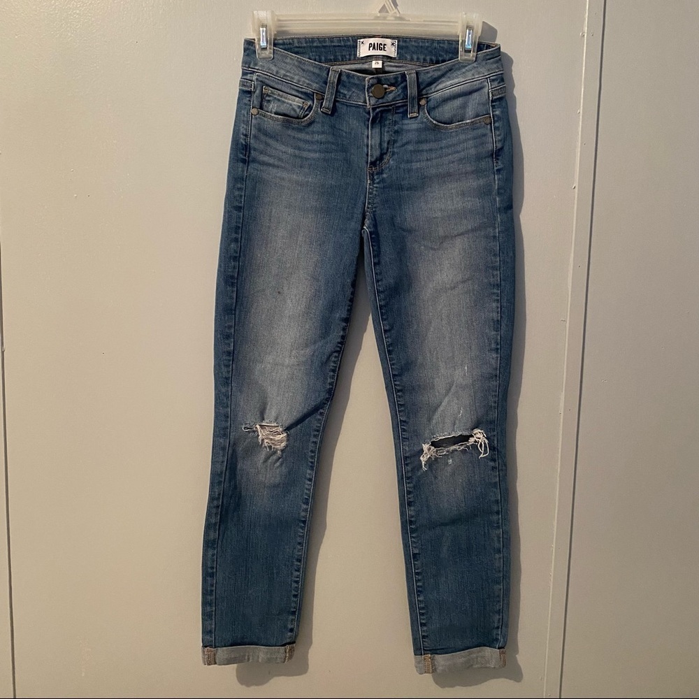 PAIGE Blue Kylie Crop Distressed Cuffed Style Jeans Size 26